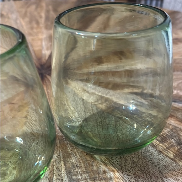 Green Handblown Glass Tumblers - Picture 4 of 9